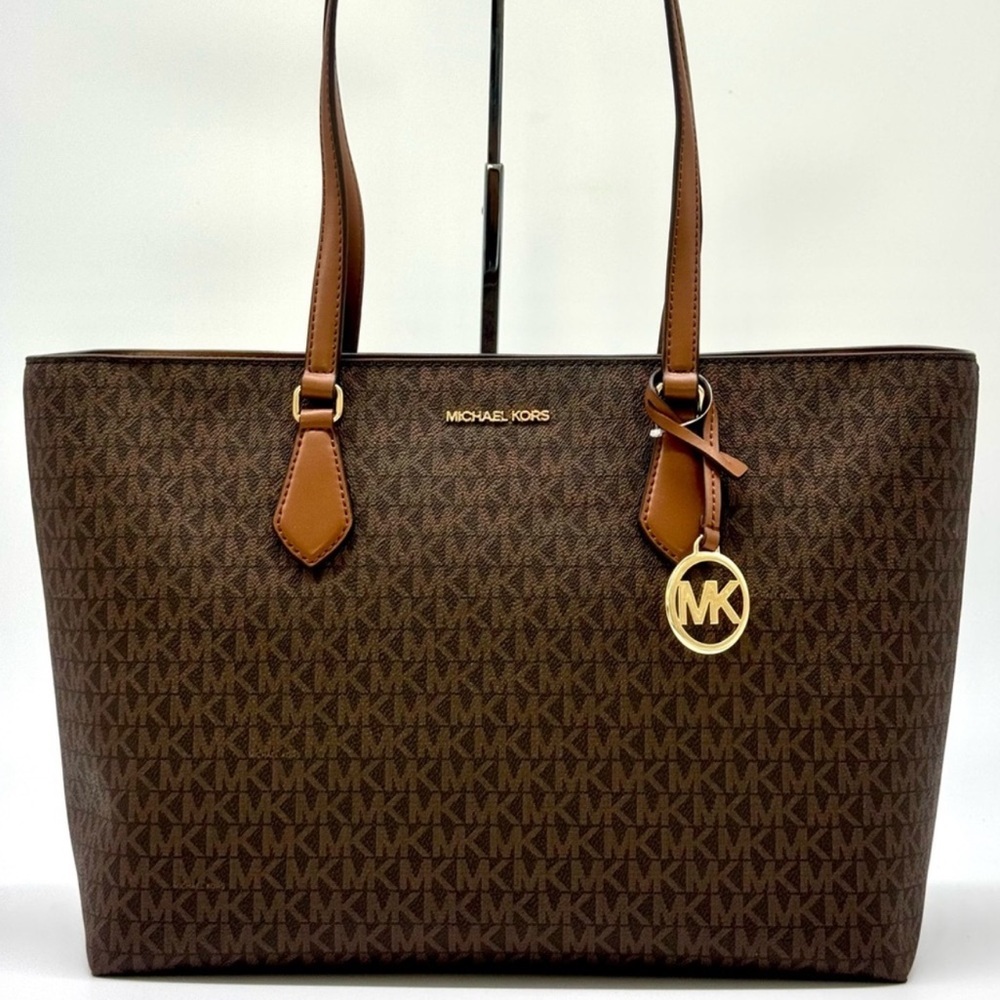 Michael Kors Sheila Large Signature Logo Tote Bag - Brown Signature